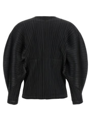 PLEATS PLEASE ISSEY MIYAKE Black Polyester Full-Length Jacket