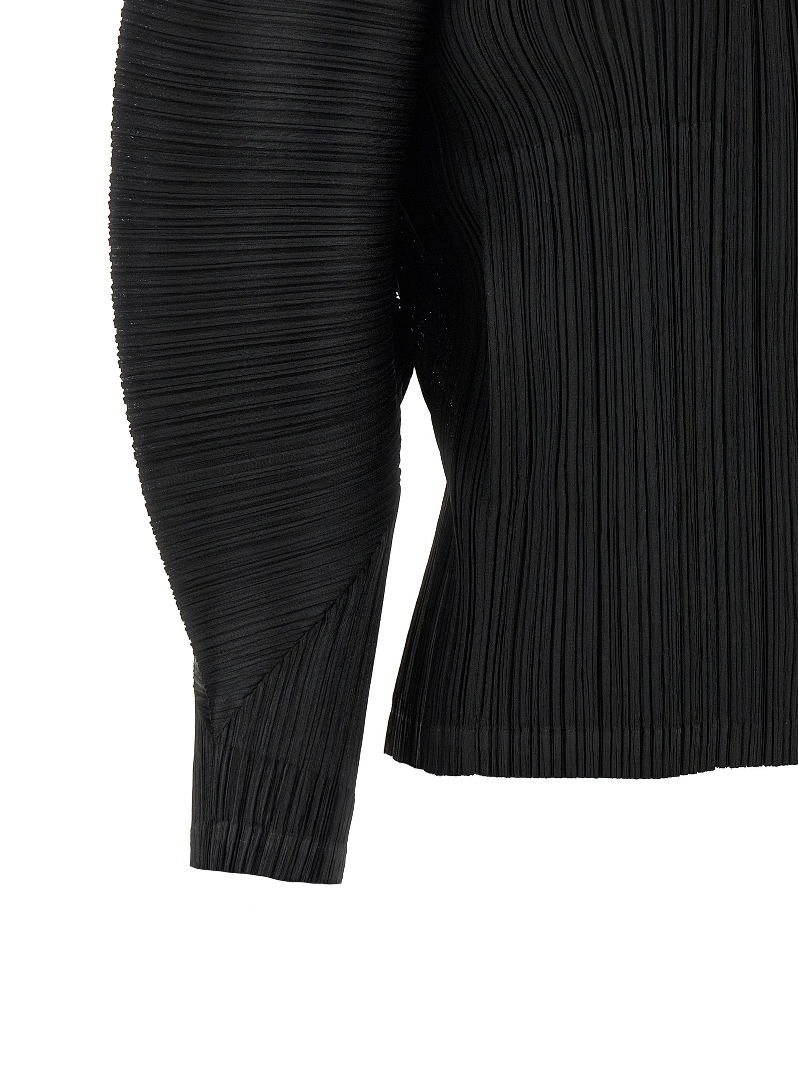 PLEATS PLEASE ISSEY MIYAKE Black Polyester Full-Length Jacket