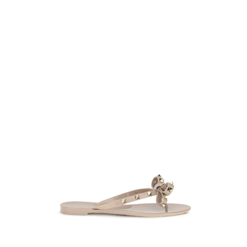 Valentino Garavani Beige Cotton Flip-Flop Sandals - EU37/US7