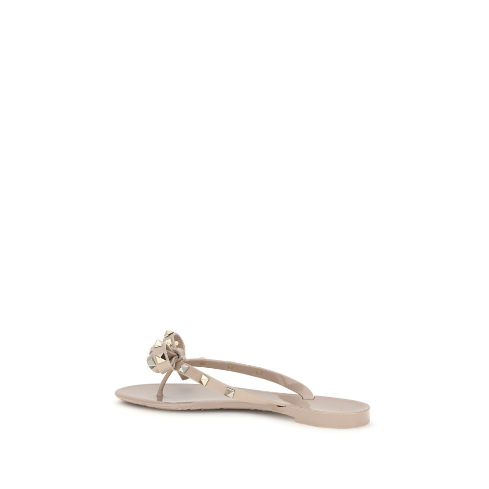 Valentino Garavani Beige Cotton Flip-Flop Sandals - EU37/US7