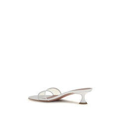 Amina Muaddi White Calf Leather Bos Taurus Sandals