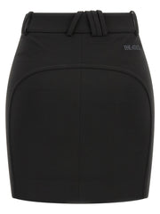 The Attico Black Viscose Long Skirt
