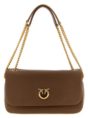 PINKO Brown Lamb Leather Shoulder Bag