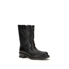 Valentino Garavani Black Calf Leather Bos Taurus Ankle Boots