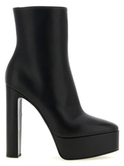 LE SILLA Black Lamb Leather Ankle Boots
