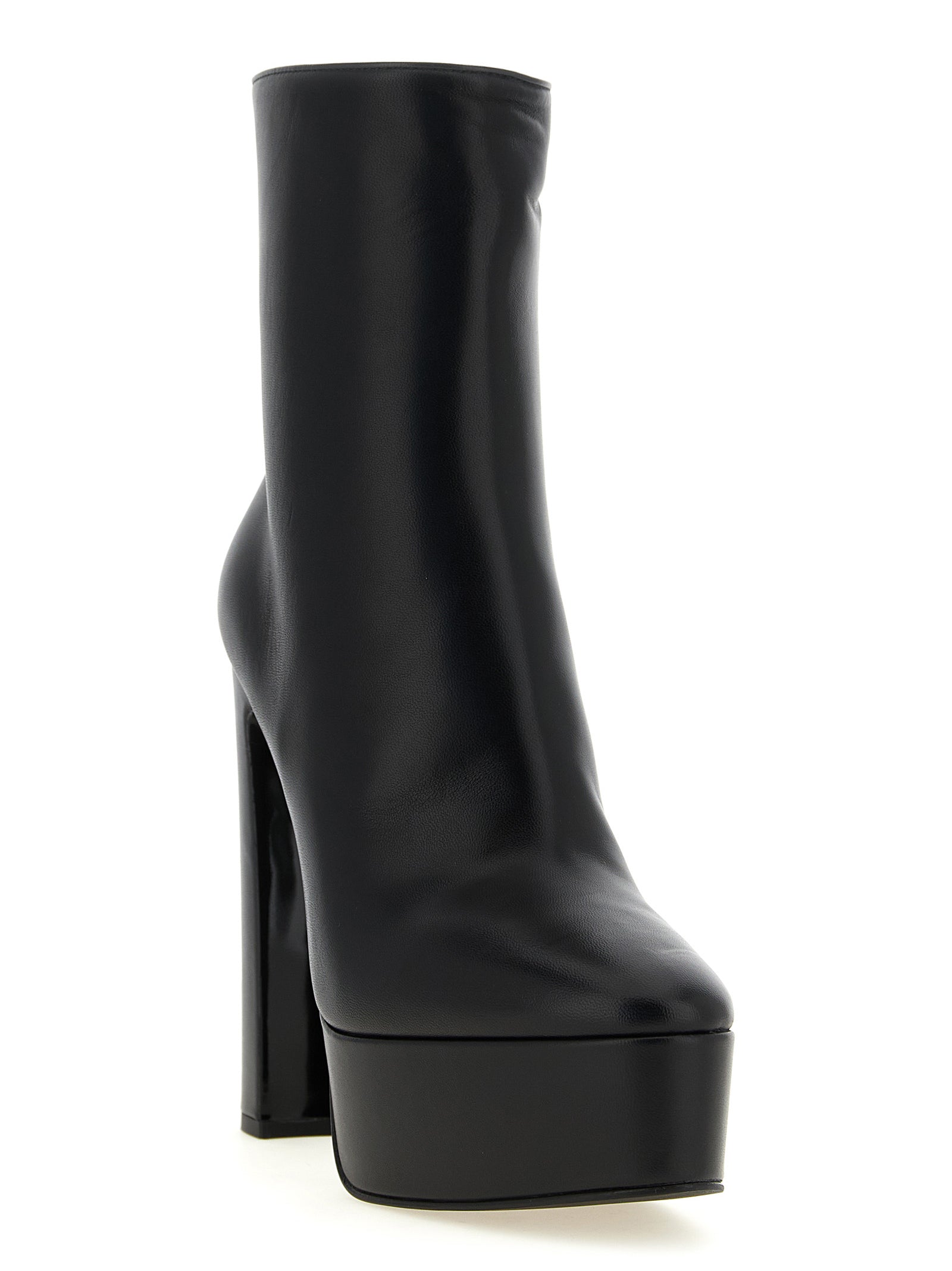 LE SILLA Black Lamb Leather Ankle Boots