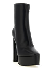 LE SILLA Black Lamb Leather Ankle Boots