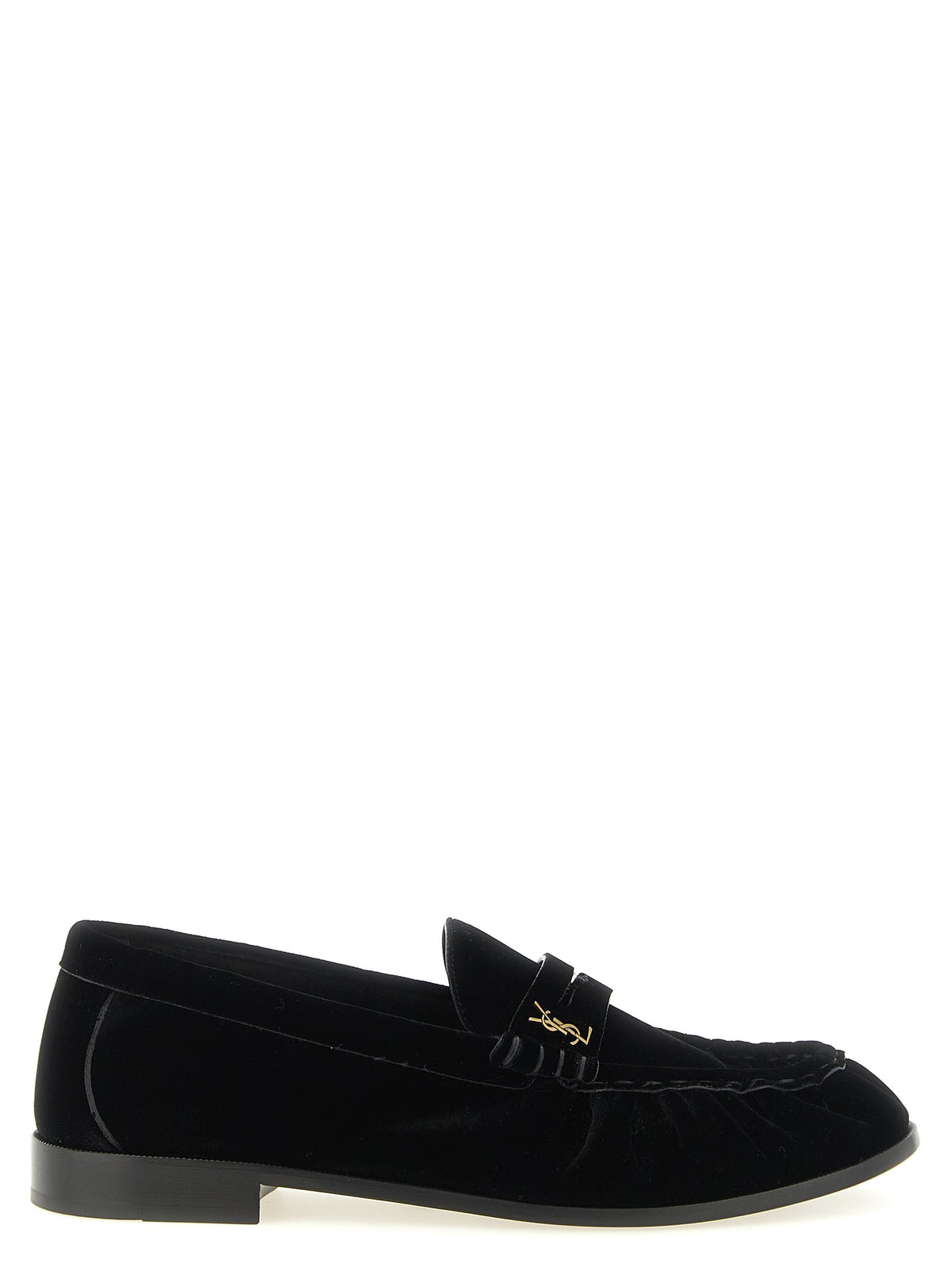 Saint Laurent Black Viscose Slip-On Loafers