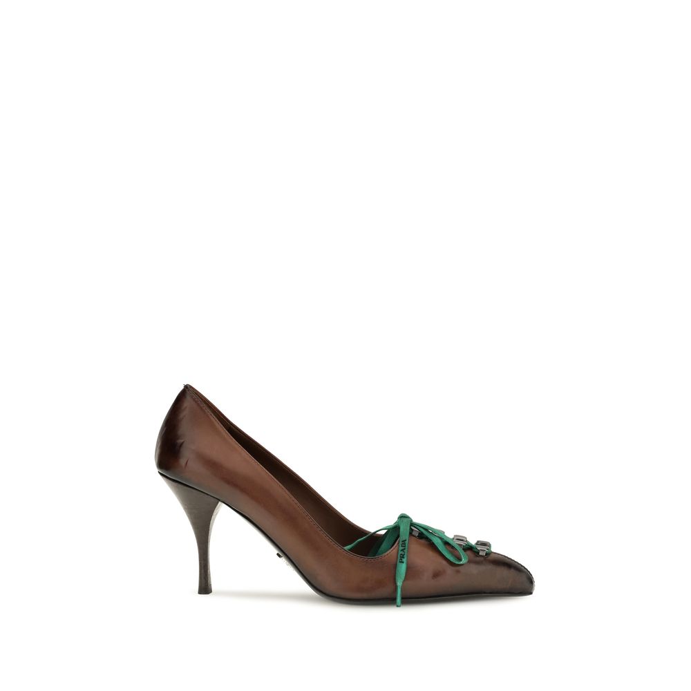 Prada Brown Calf Leather Bos Taurus Lace-Up