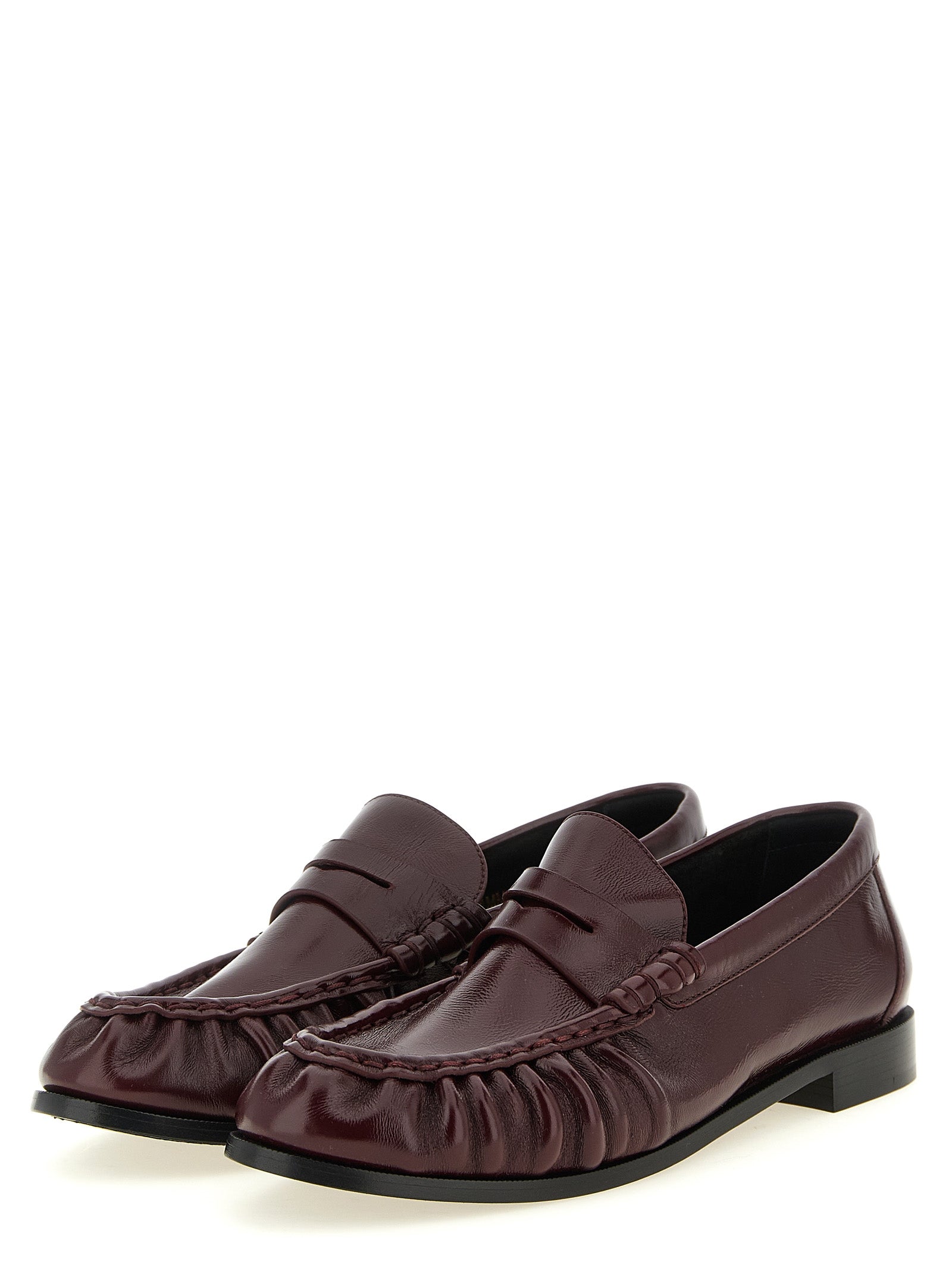 Saint Laurent Bordeaux Calfskin Slip-On Loafers