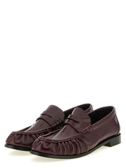 Saint Laurent Bordeaux Calfskin Slip-On Loafers