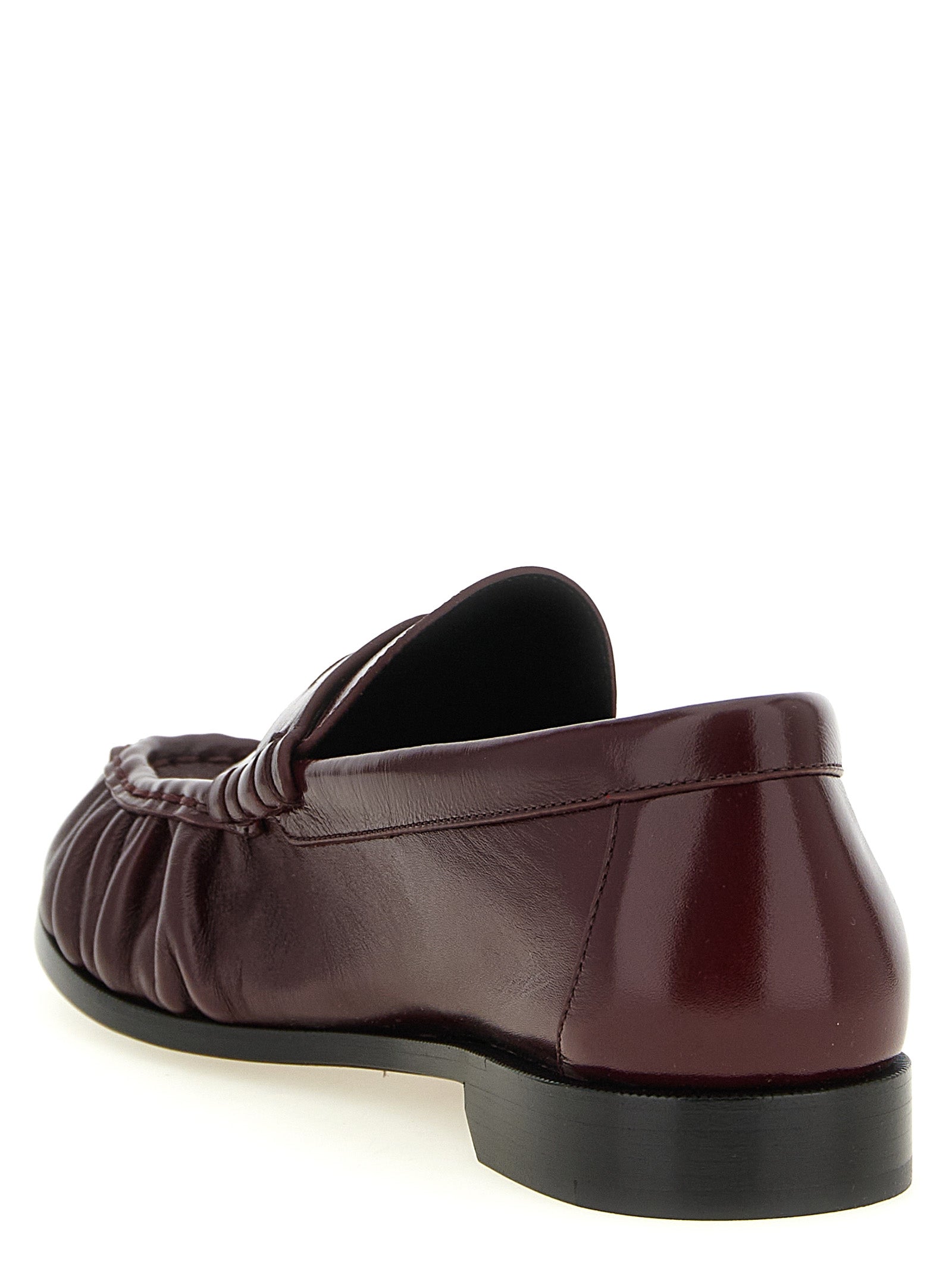 Saint Laurent Bordeaux Calfskin Slip-On Loafers