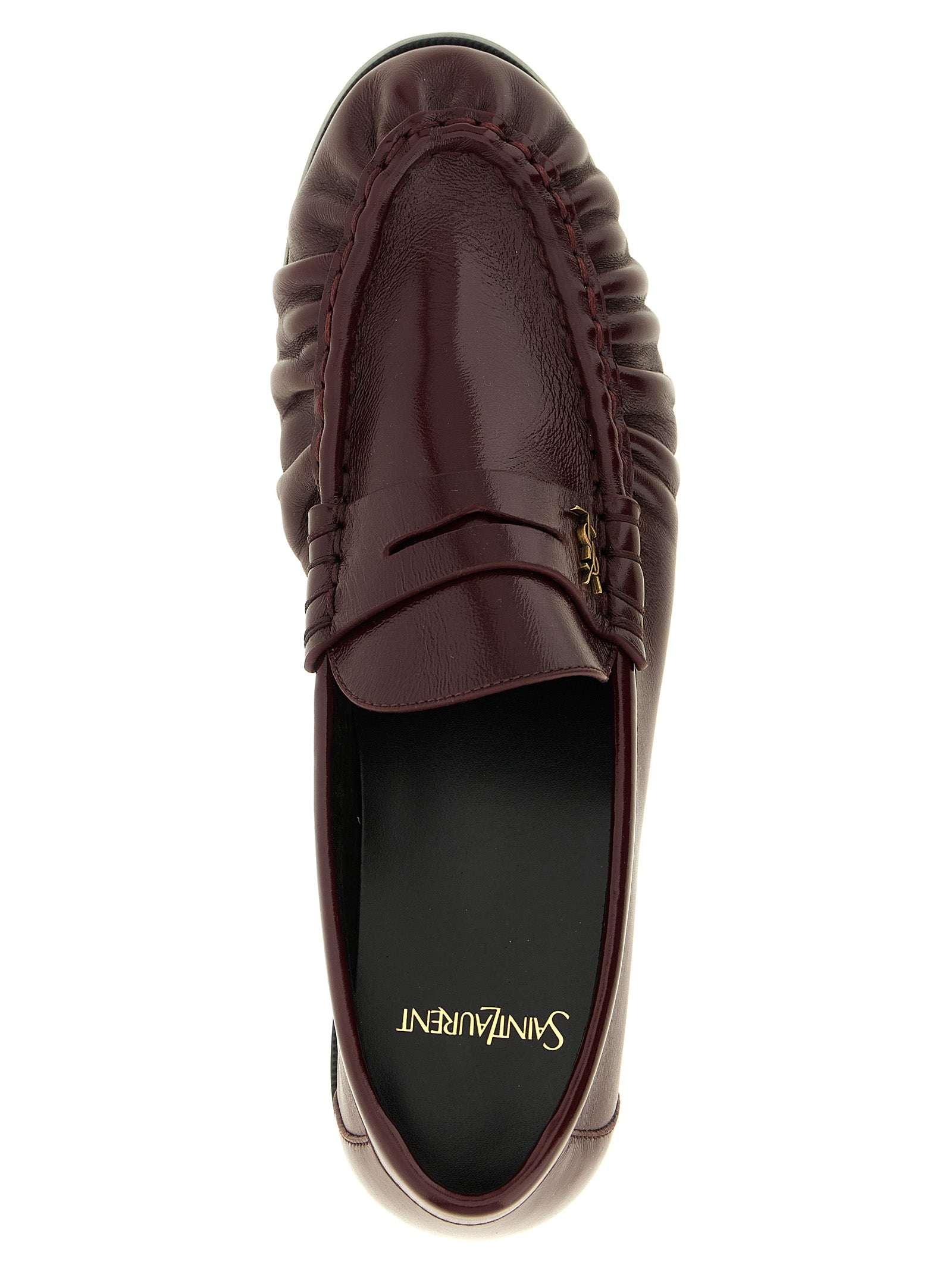 Saint Laurent Bordeaux Calfskin Slip-On Loafers