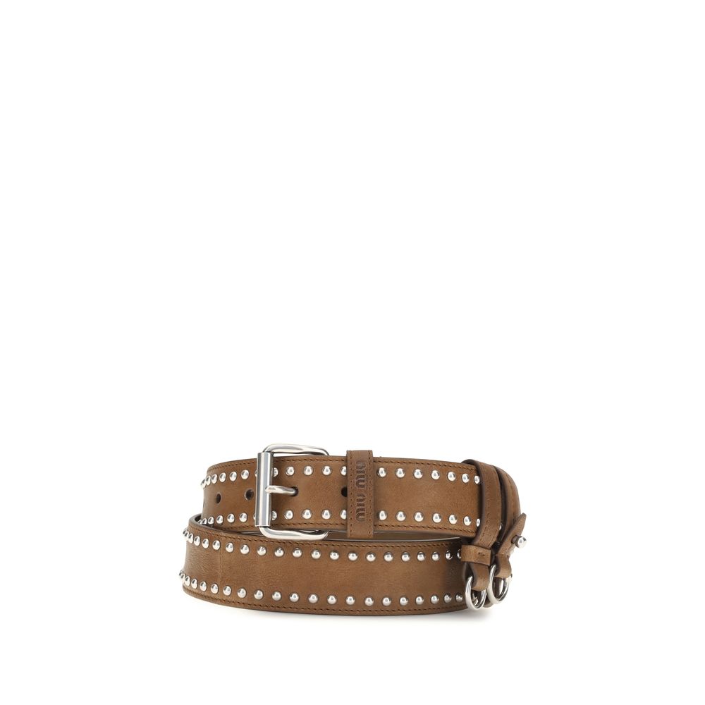 Miu Miu Brown Suede Leather Regular Belt