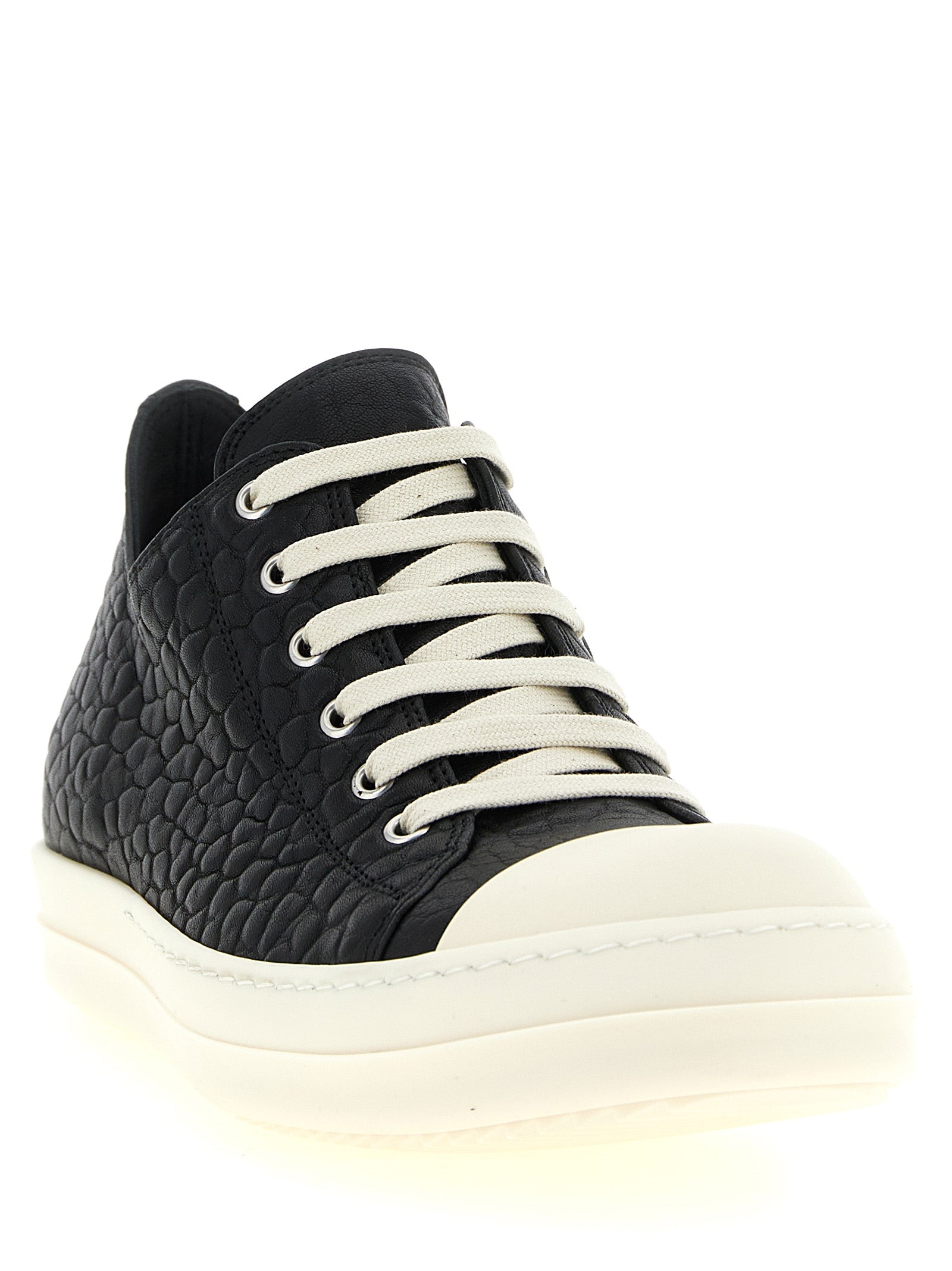 Rick Owens Bicolor Lamb Leather Low Top Sneakers