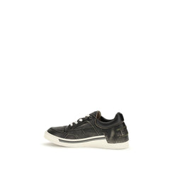 Fendi Black Calf Leather Bos Taurus Low Top Sneakers
