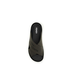 Fendi Bicolor Polyester Flat Sandals