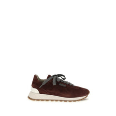 Brunello Cucinelli Bordeaux Calf Leather Bos Taurus Athletic Sneakers