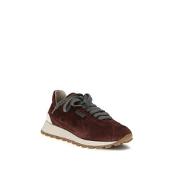 Brunello Cucinelli Bordeaux Calf Leather Bos Taurus Athletic Sneakers
