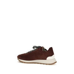 Brunello Cucinelli Bordeaux Calf Leather Bos Taurus Athletic Sneakers