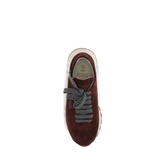 Brunello Cucinelli Bordeaux Calf Leather Bos Taurus Athletic Sneakers