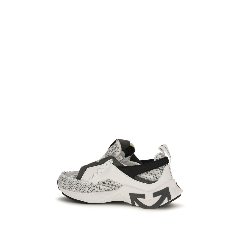Off-White Gray Fabric Athletic Sneakers