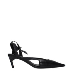 The Attico Black Leather High Heel Pumps