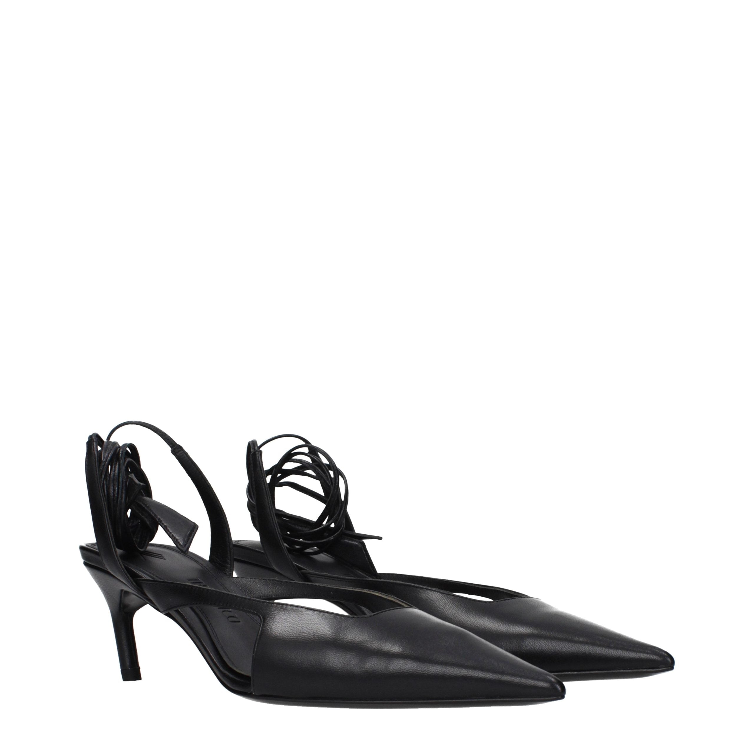 The Attico Black Leather High Heel Pumps