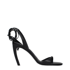The Attico Black Leather Stiletto Heel Sandals