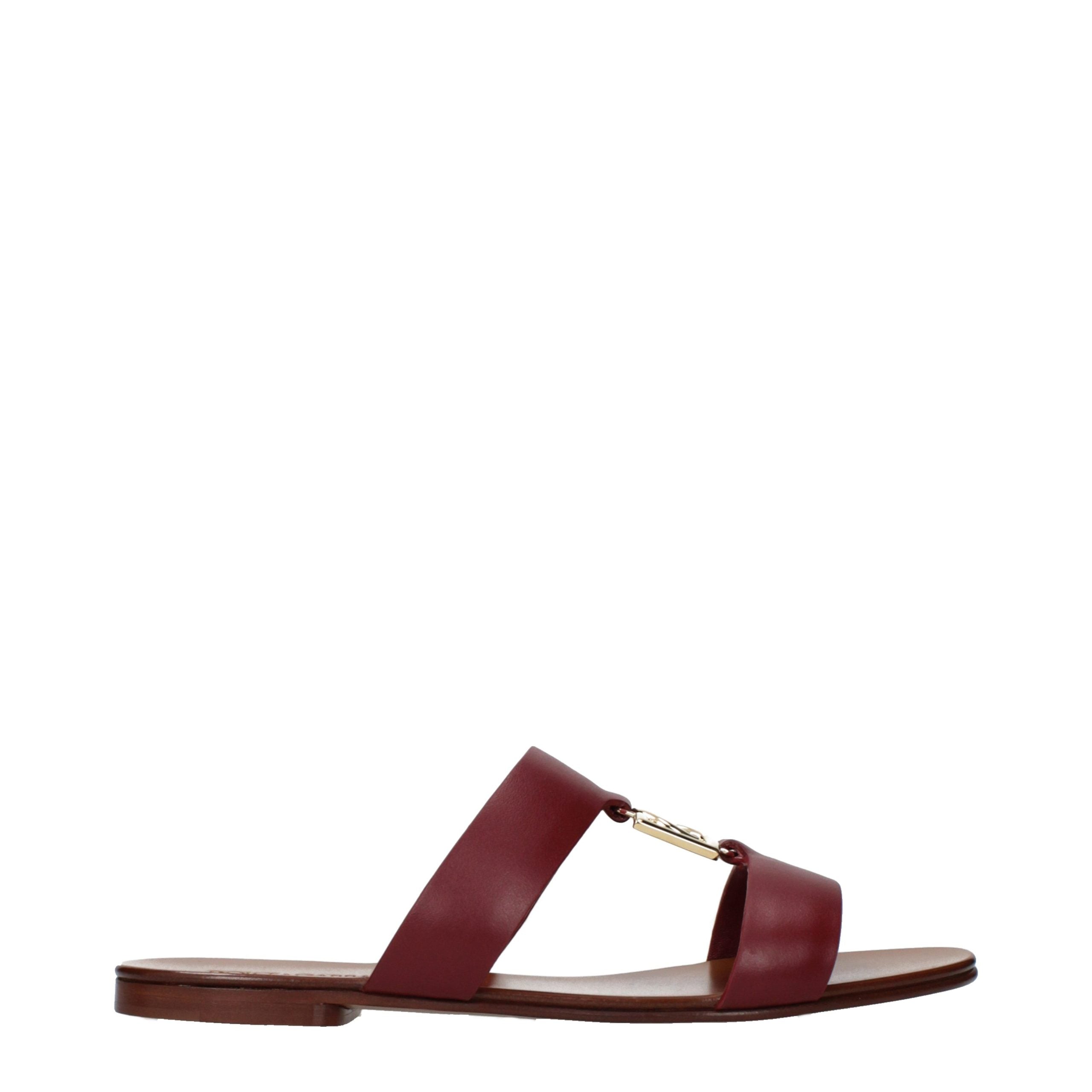 Dolce & Gabbana Red Leather Slippers