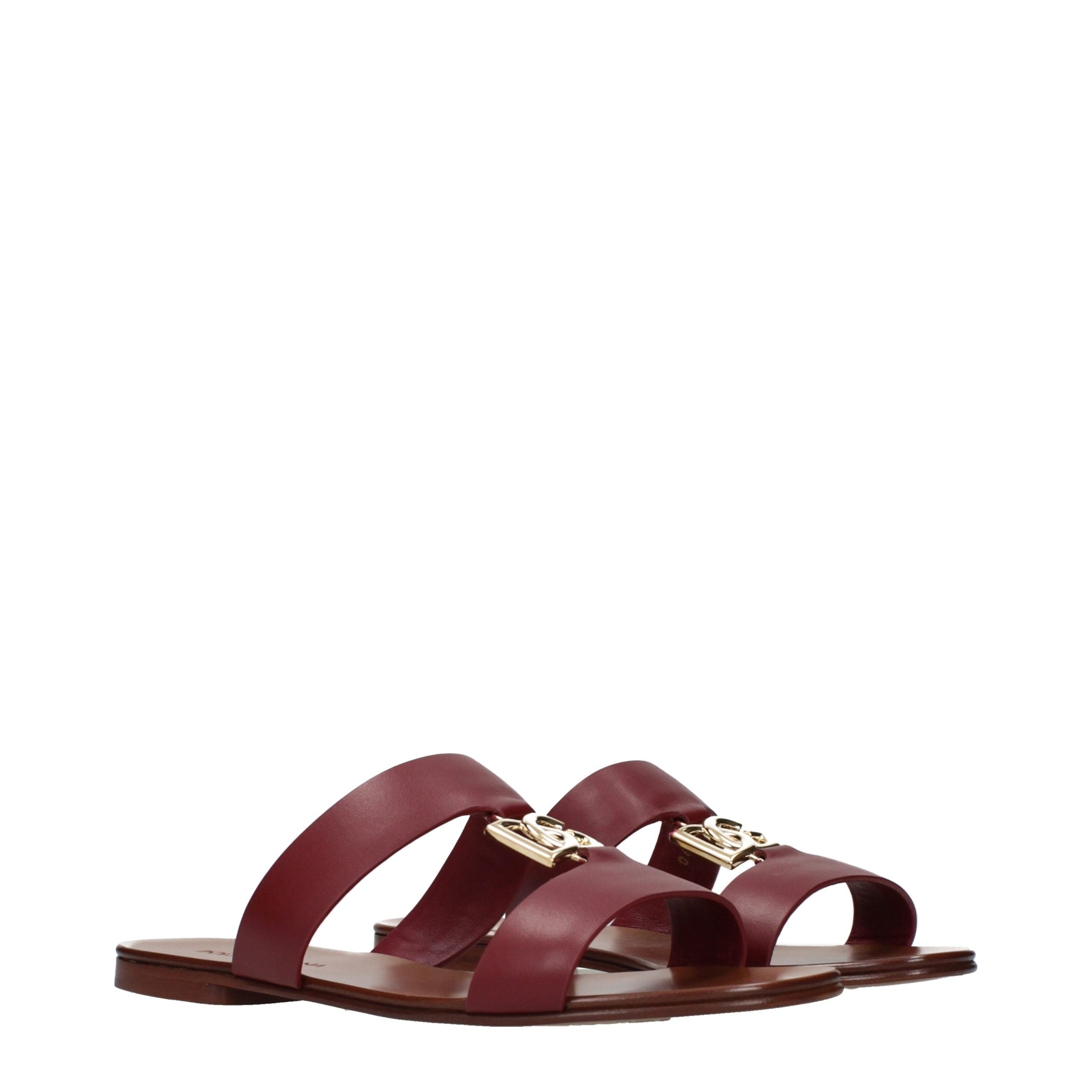 Dolce & Gabbana Red Leather Slippers