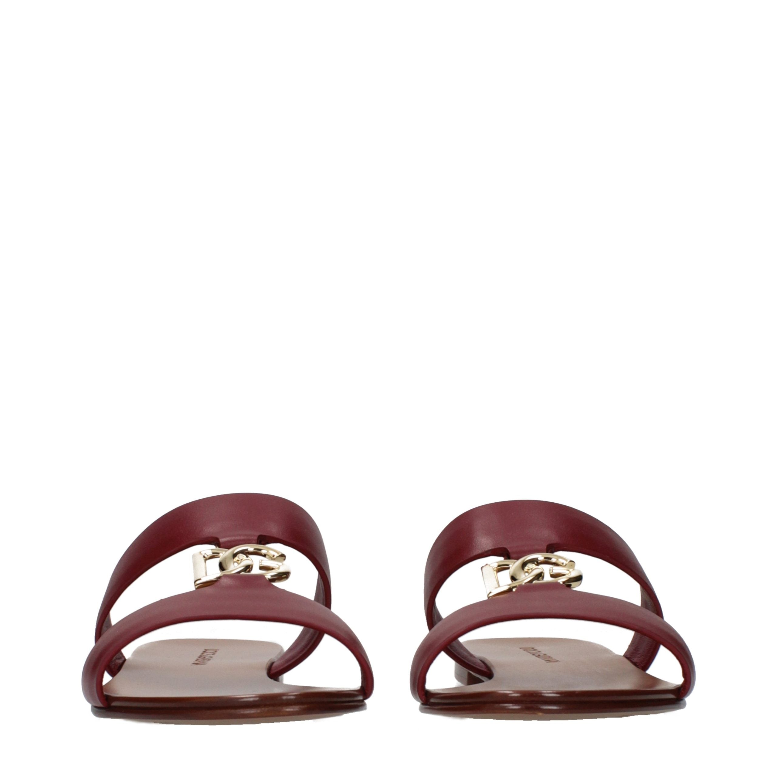 Dolce & Gabbana Red Leather Slippers