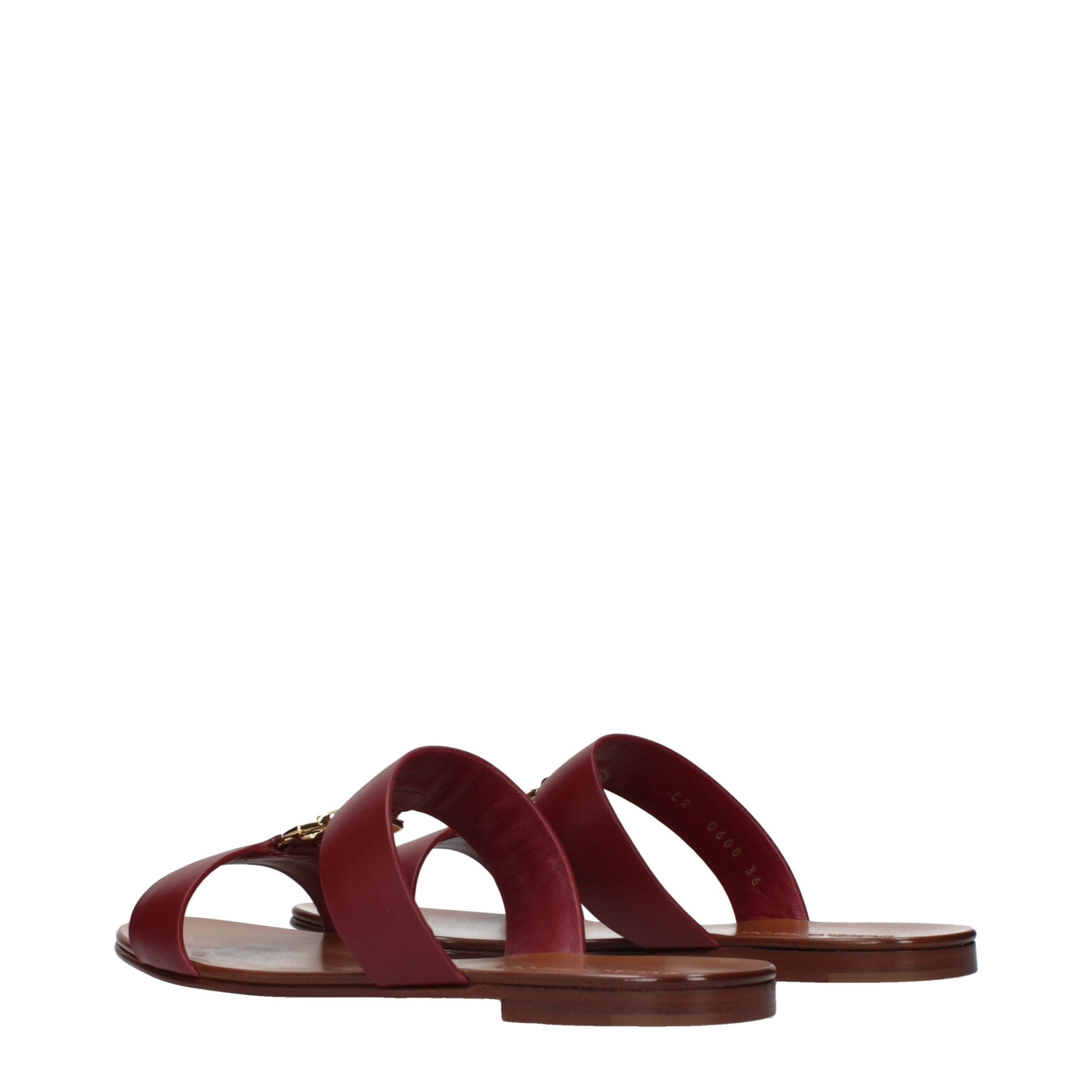 Dolce & Gabbana Red Leather Slippers