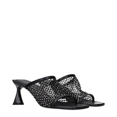 Stella McCartney Black Leather Stiletto Heel Sandals