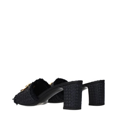 Dolce & Gabbana Black Raffia Platform Sandals