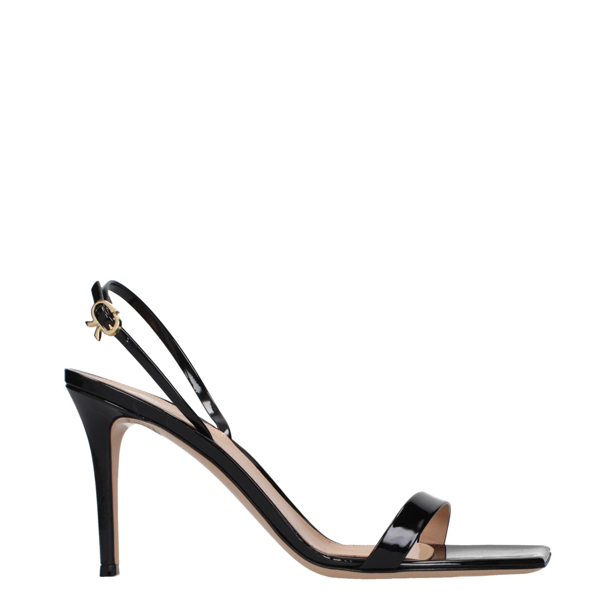 Gianvito Rossi Black Leather Stiletto Heel Sandals