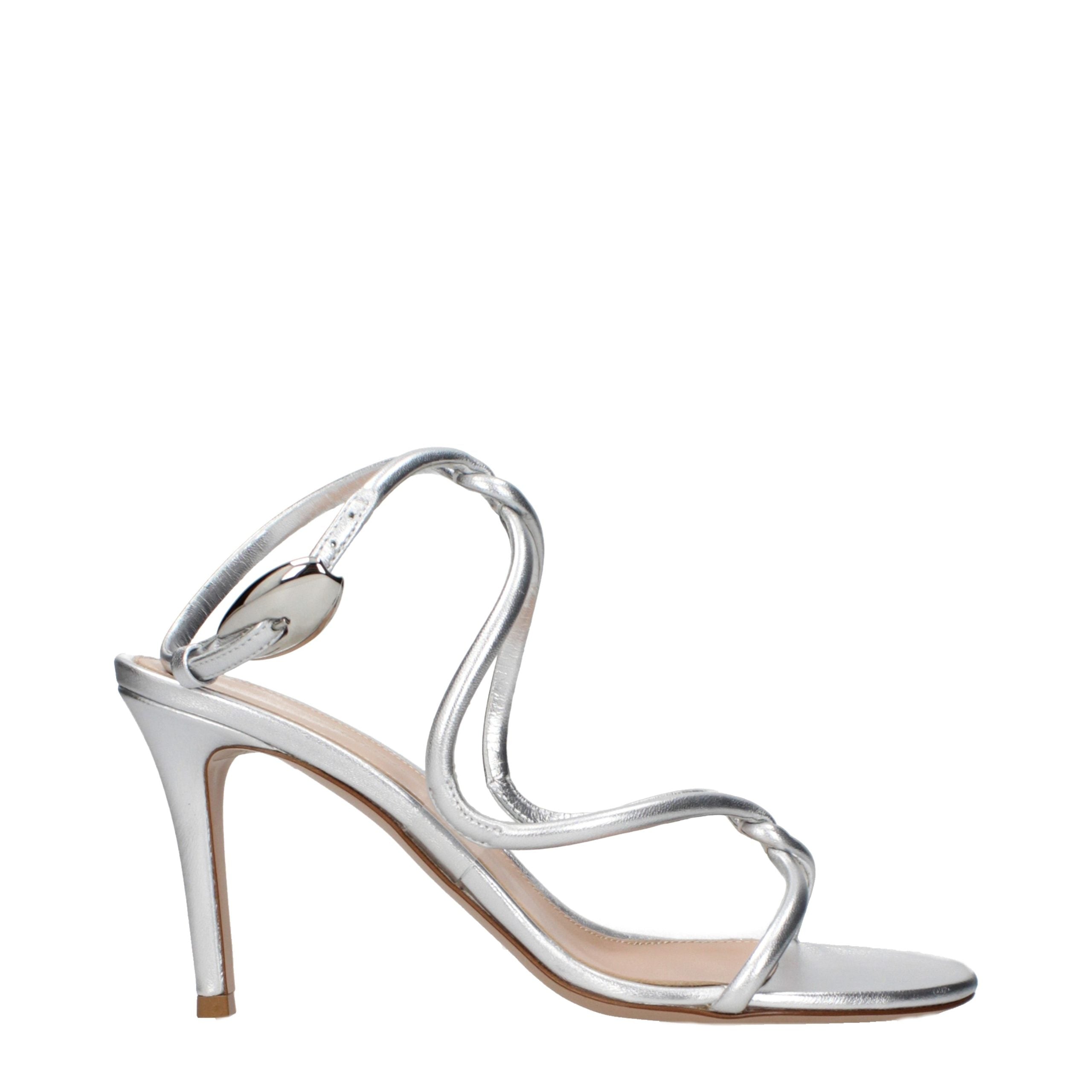 Gianvito Rossi Gray Leather Stiletto Heel Sandals