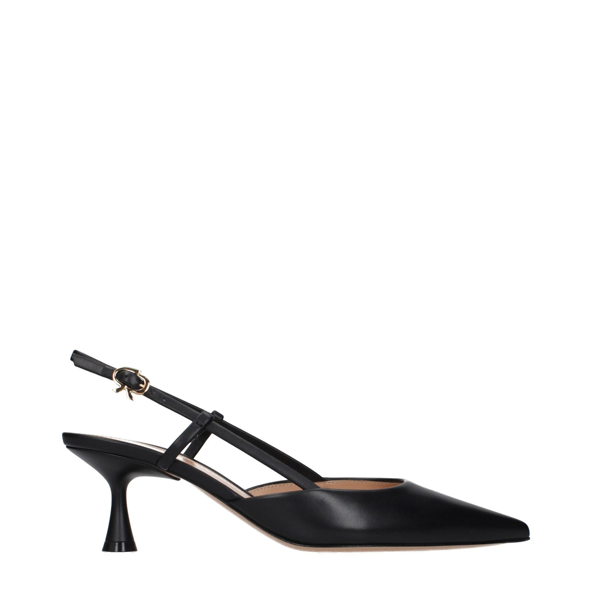 Gianvito Rossi Black Leather Mid Heel Pumps