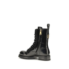 Dolce & Gabbana Black Calf Leather Bos Taurus Lace-Up Boots
