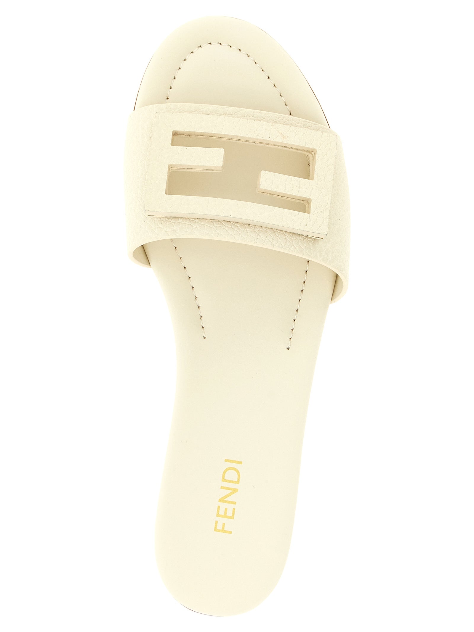 Fendi White Calfskin Slides