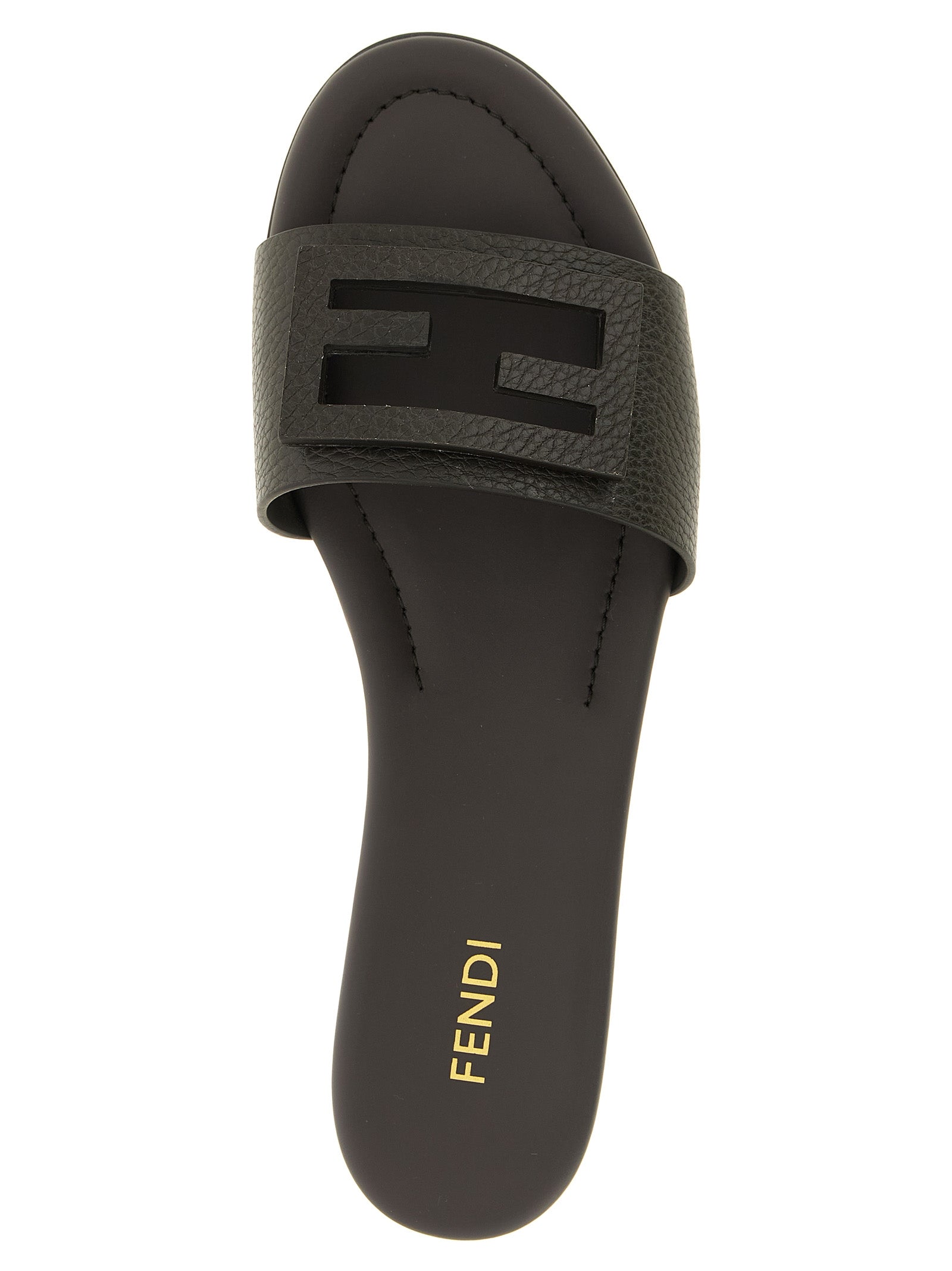 Fendi Brown Calfskin Slides