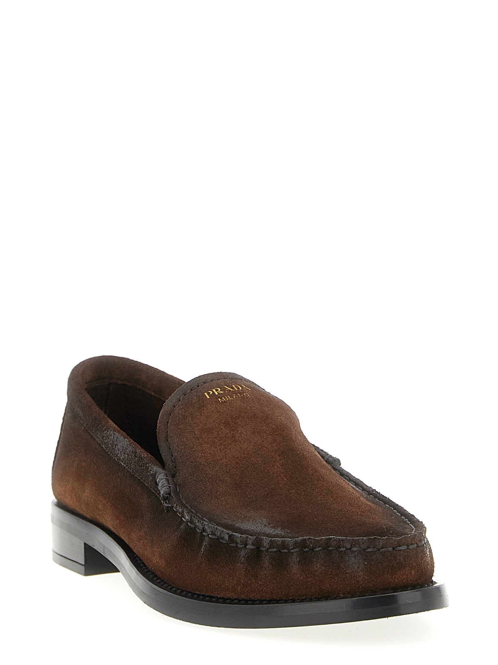 Prada Brown Calfskin Slip-On Loafers