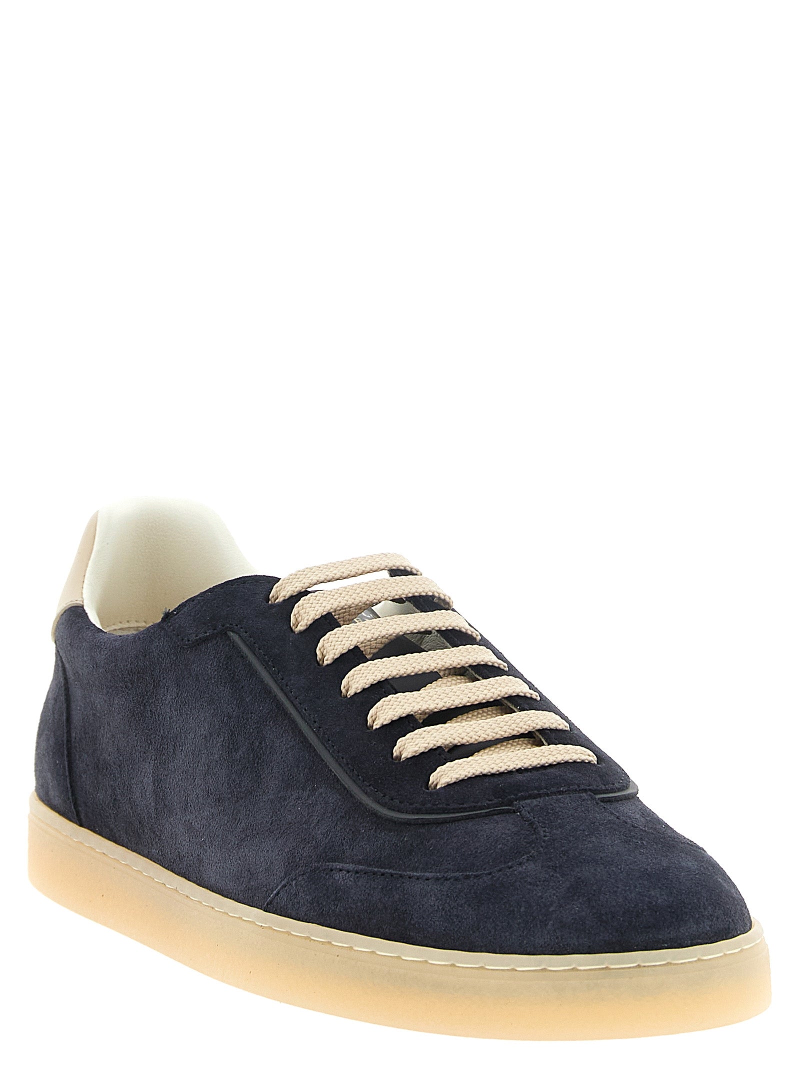 Brunello Cucinelli Blue Calfskin Low Top Sneakers