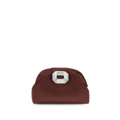 Amina Muaddi Bordeaux Satin Shoulder Bag