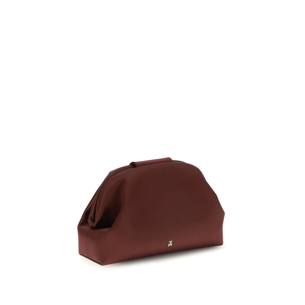 Amina Muaddi Bordeaux Satin Shoulder Bag