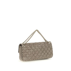 Valentino Garavani Gray Suede Leather Shoulder Bag