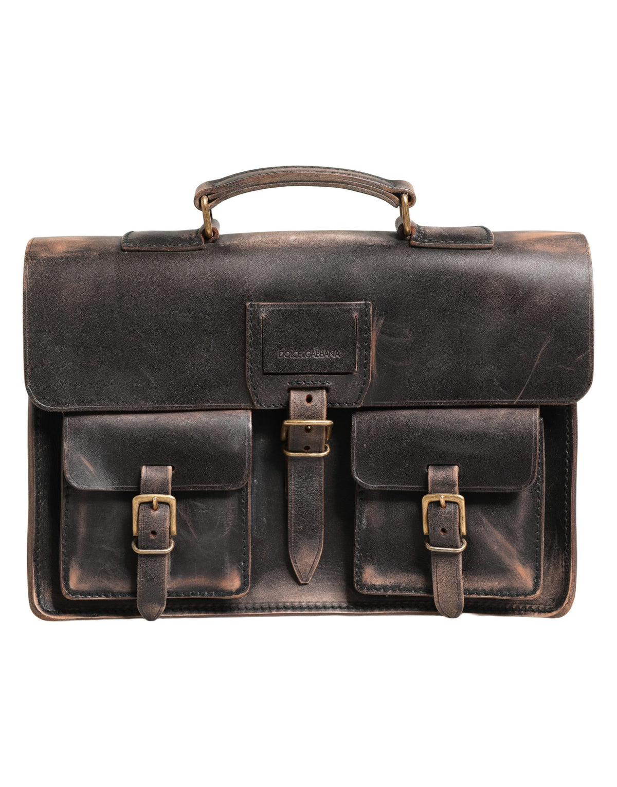Dolce & Gabbana Black Leather Shoulder Satchel Briefcase Men Borse Bag
