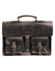 Dolce & Gabbana Black Leather Shoulder Satchel Briefcase Men Borse Bag