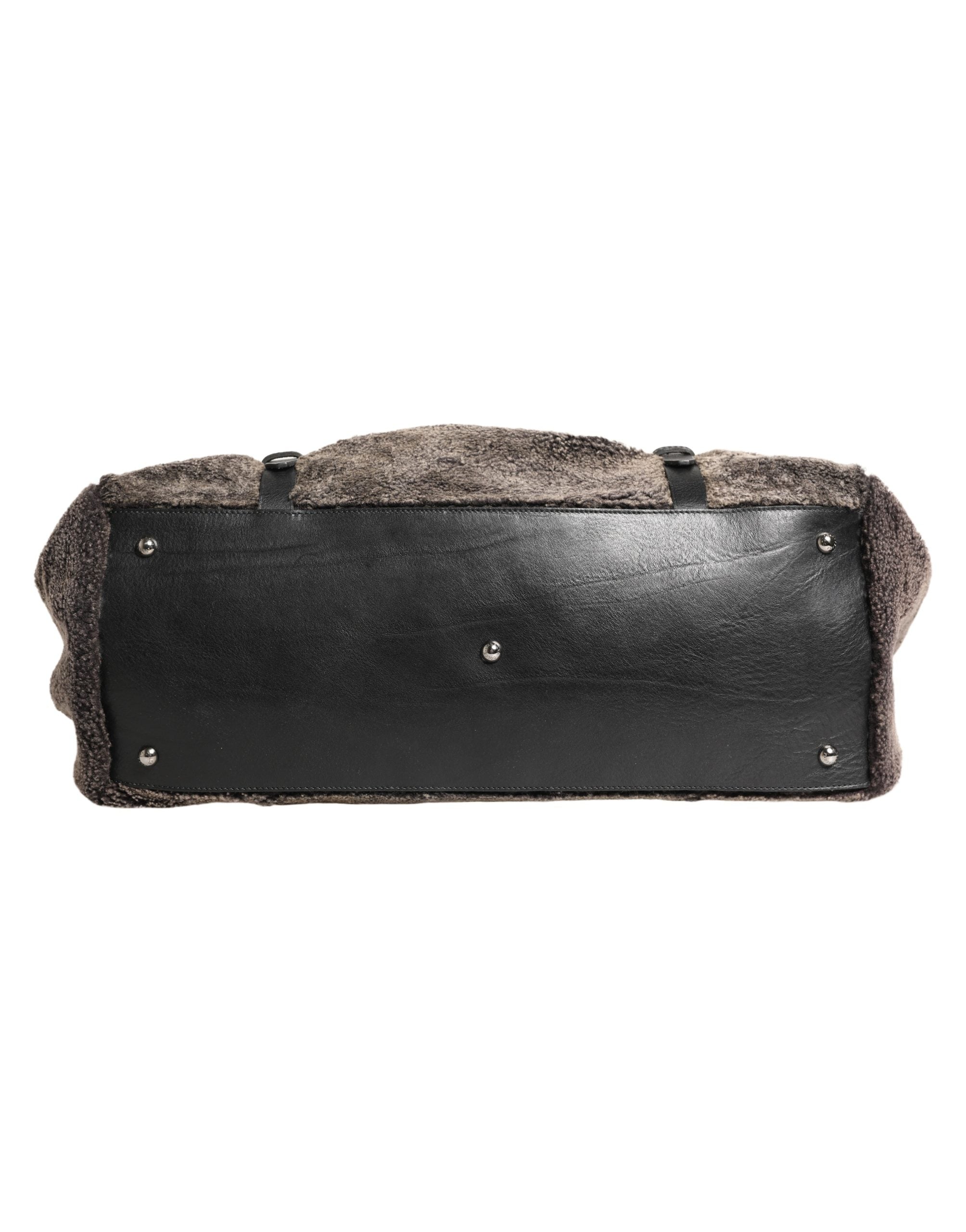 Dolce & Gabbana Black Shearling Leather Messenger Shoulder Men Borse Bag