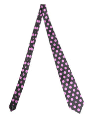 Dolce & Gabbana Men Dark Gray Polka Dot Silk Adjustable Necktie Tie